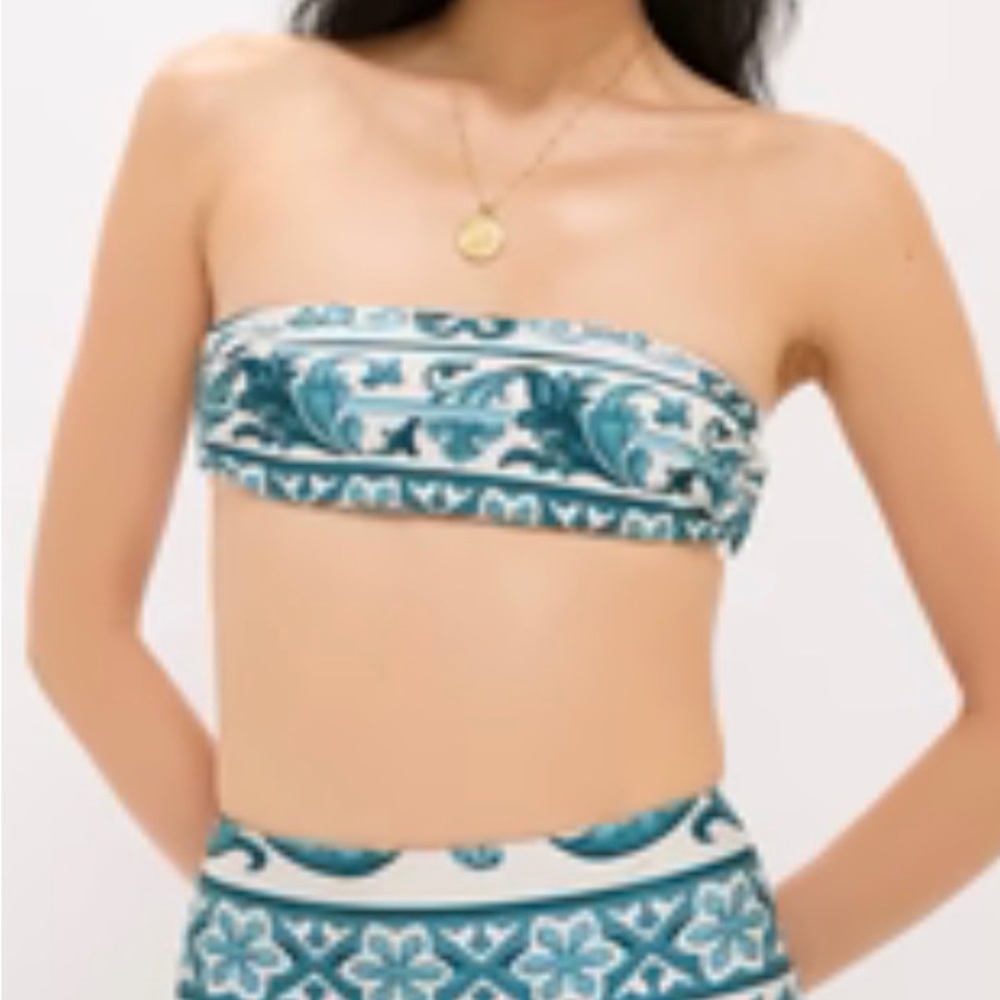 Elegant Teal Patterned Bikini Set